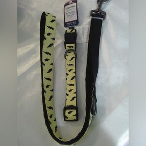 Top Paw Yellow Lighting Bolt Collar (M) & Matching Leash
